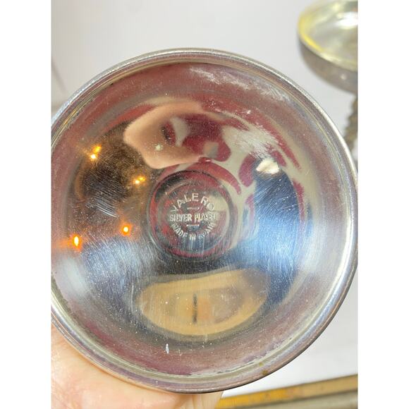 2 Vintage Valero Silverplate Twisted Stem Goblet Chalice - Picture 6 of 7